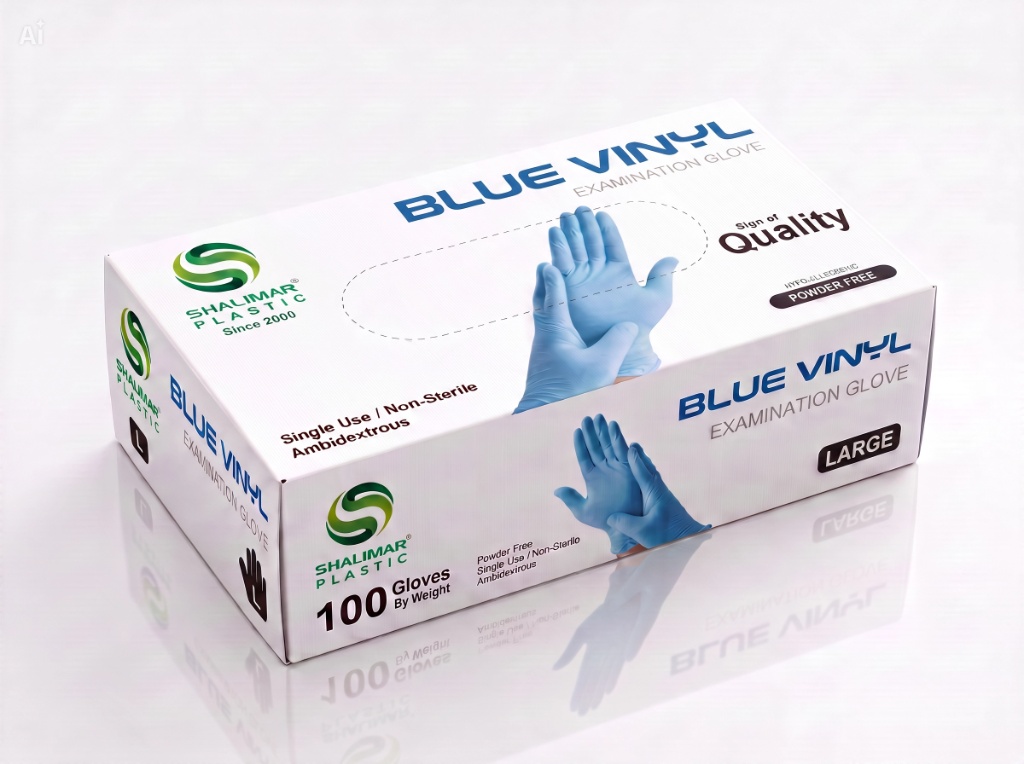BLUE VINYL GLOVES LARGE
