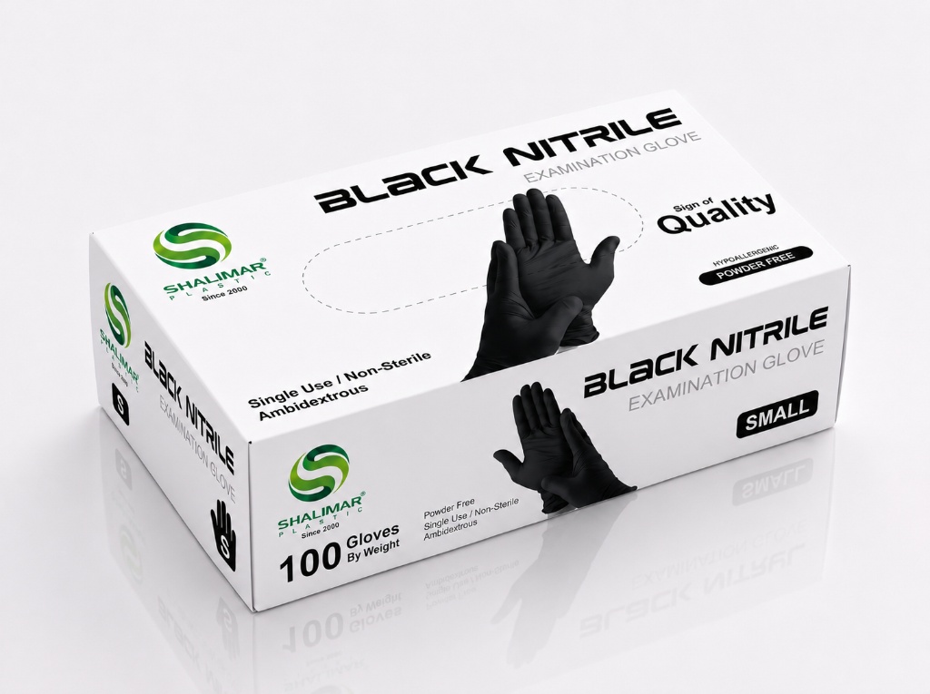 BLACK NITRILE GLOVES SMALL